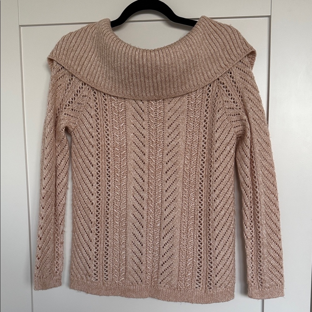 Cozy Knit Off The Shoulder Sweater - Blush Pink
